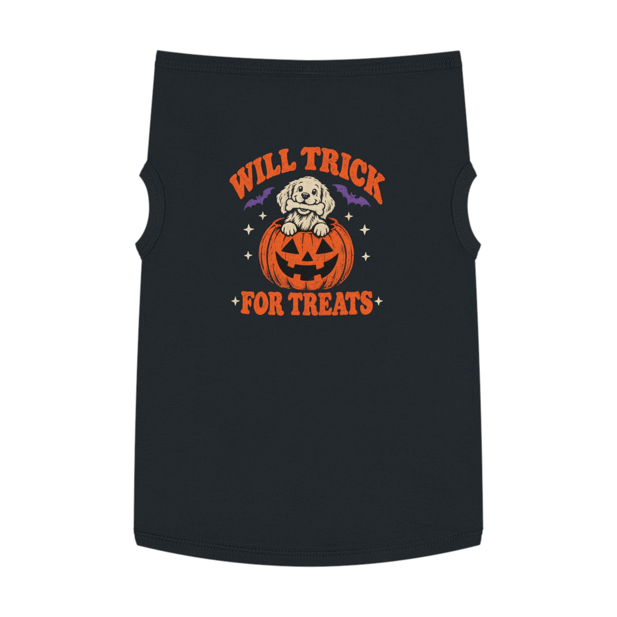 Will Trick for Treats dog tank in black, size XL