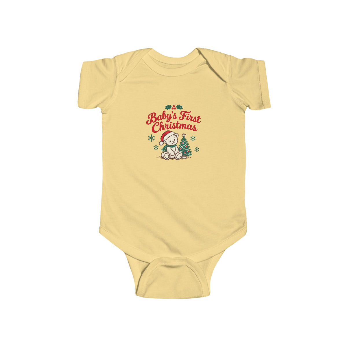 Baby's First Christmas Teddy Bear Bodysuit | Vintage Christmas Onesie