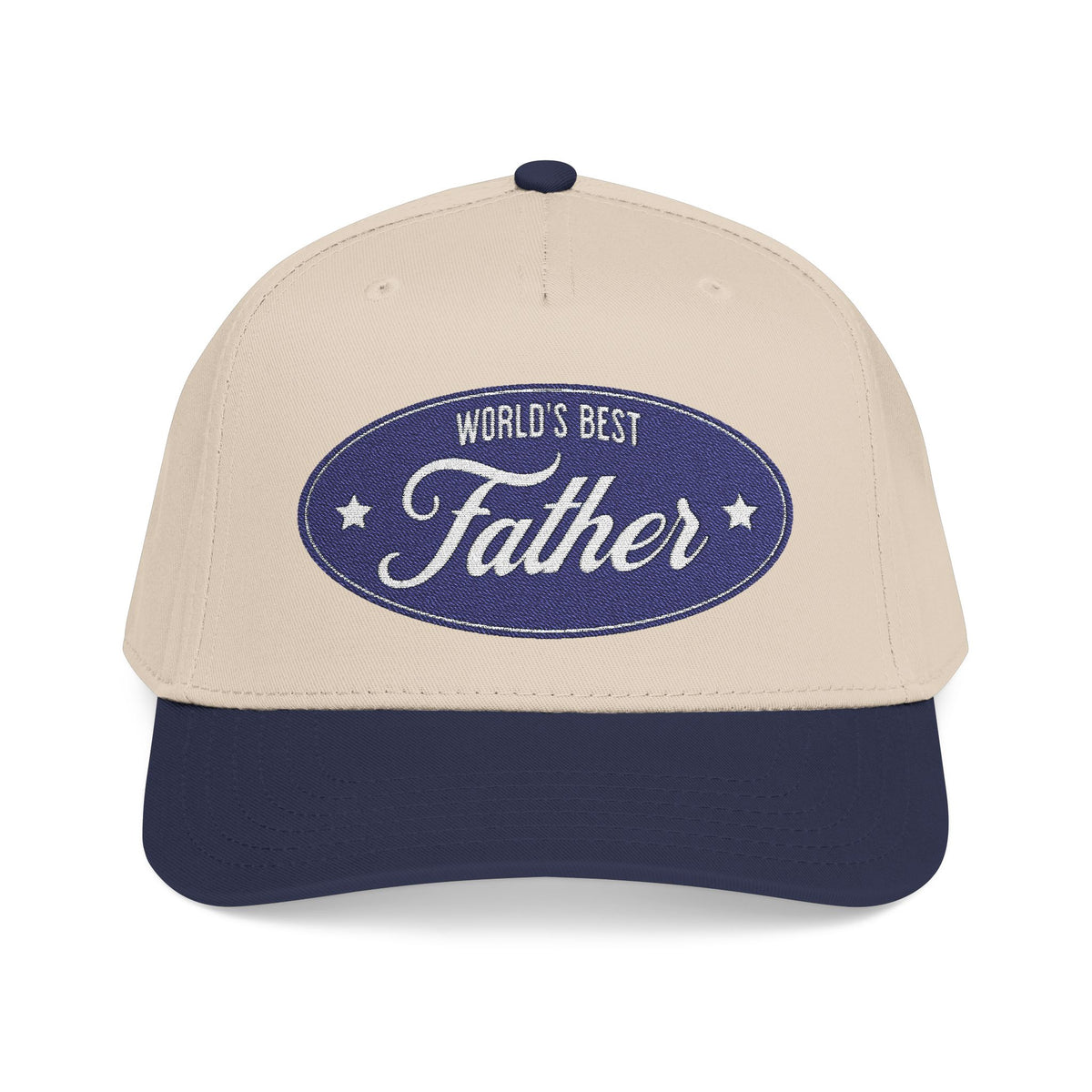 World's Best Father retro cap in navy and natural