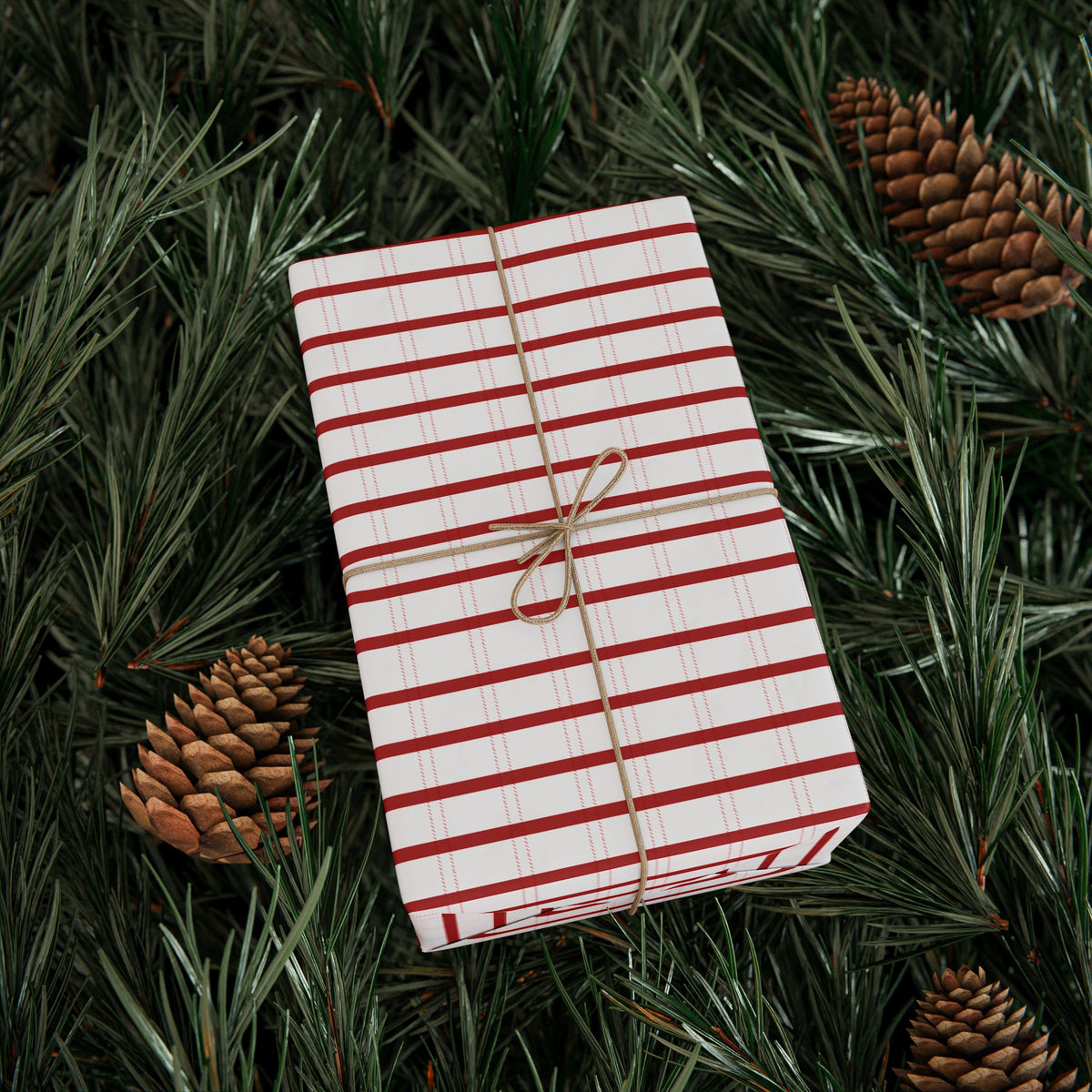 Peppermint Ticking Stripe Wrapping Paper | Red & White Christmas Gift Wrap