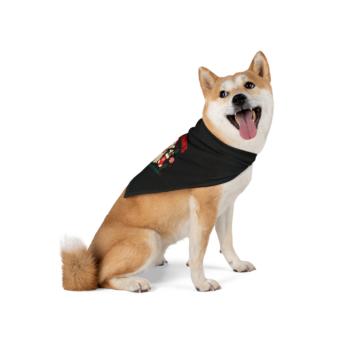 Santa Paws Christmas dog bandana, additional view