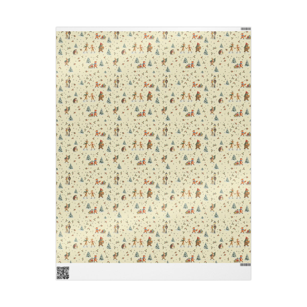 Woodland Village Christmas Wrapping Paper | Vintage Storybook Gift Wrap