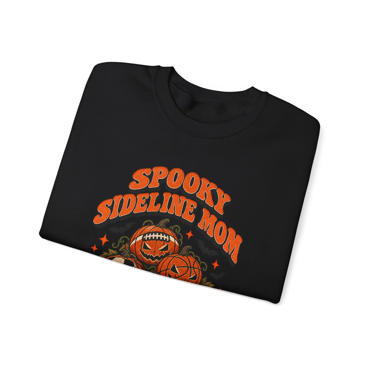 Folded black Spooky Sideline Mom sweatshirt