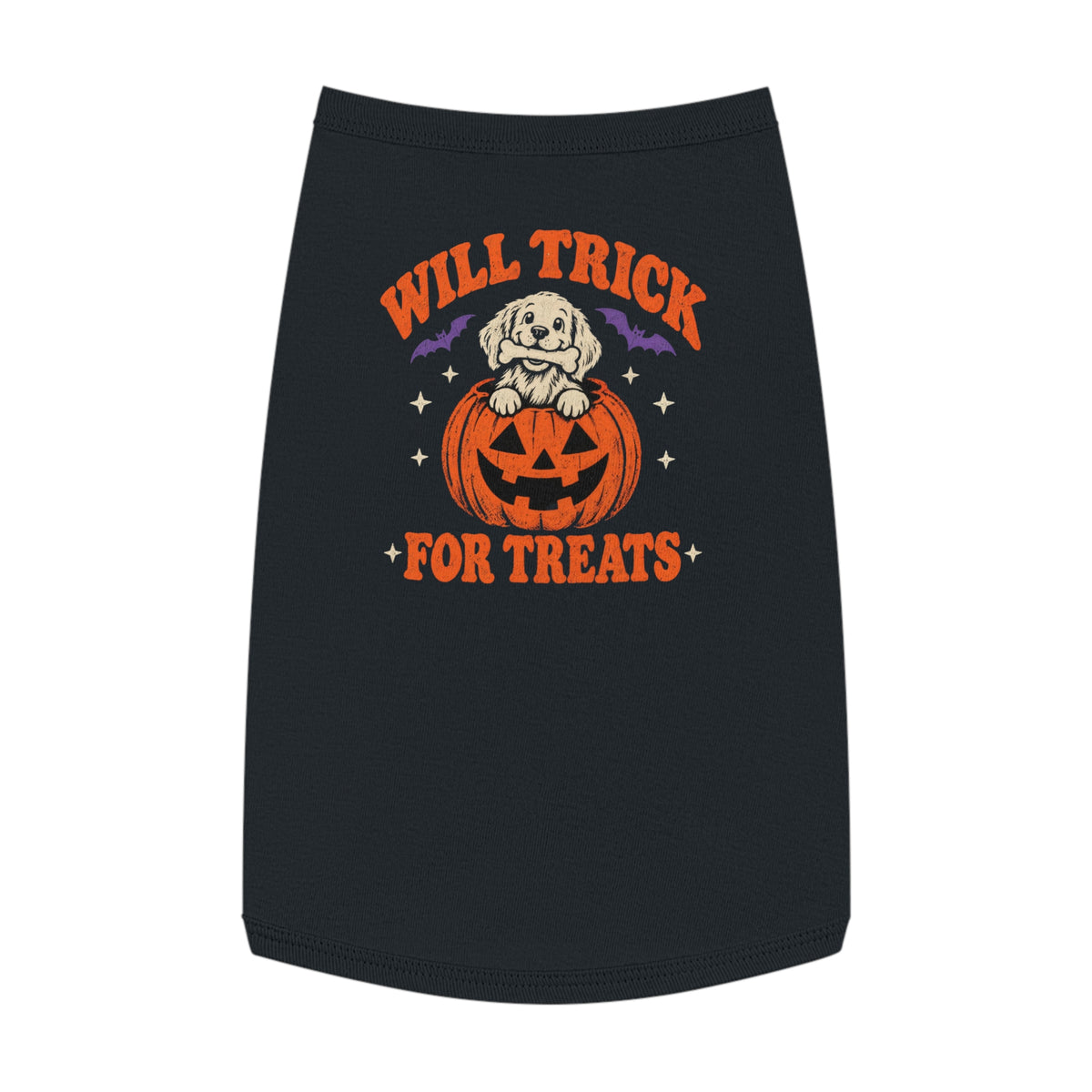 Will Trick for Treats dog tank in black, size L