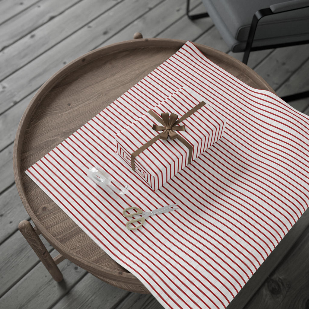 Peppermint Ticking Stripe Wrapping Paper | Red & White Christmas Gift Wrap
