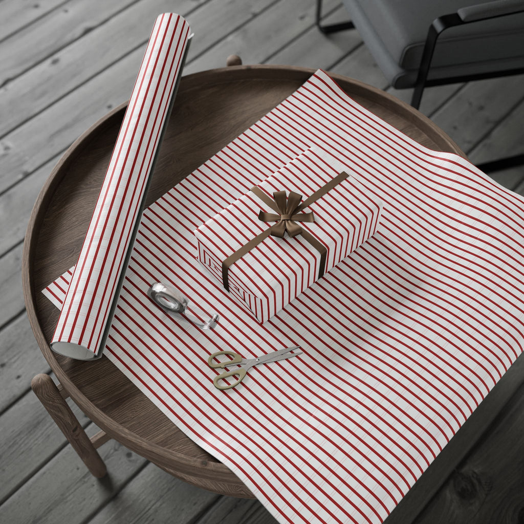 Peppermint Ticking Stripe Wrapping Paper | Red & White Christmas Gift Wrap