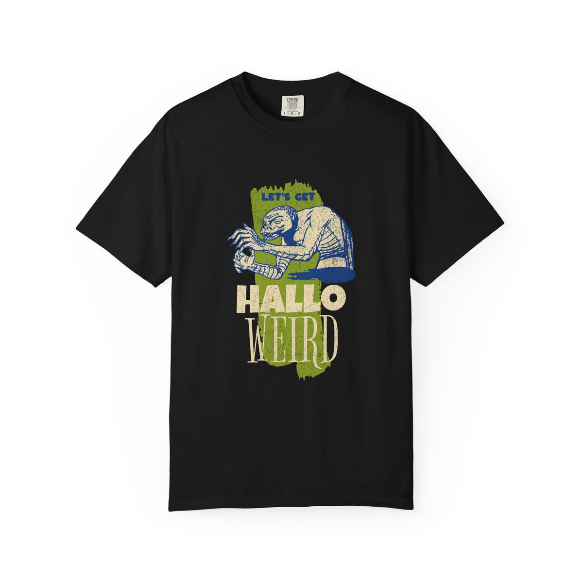 Let's Get Hallo-Weird vintage mummy Halloween tee in black