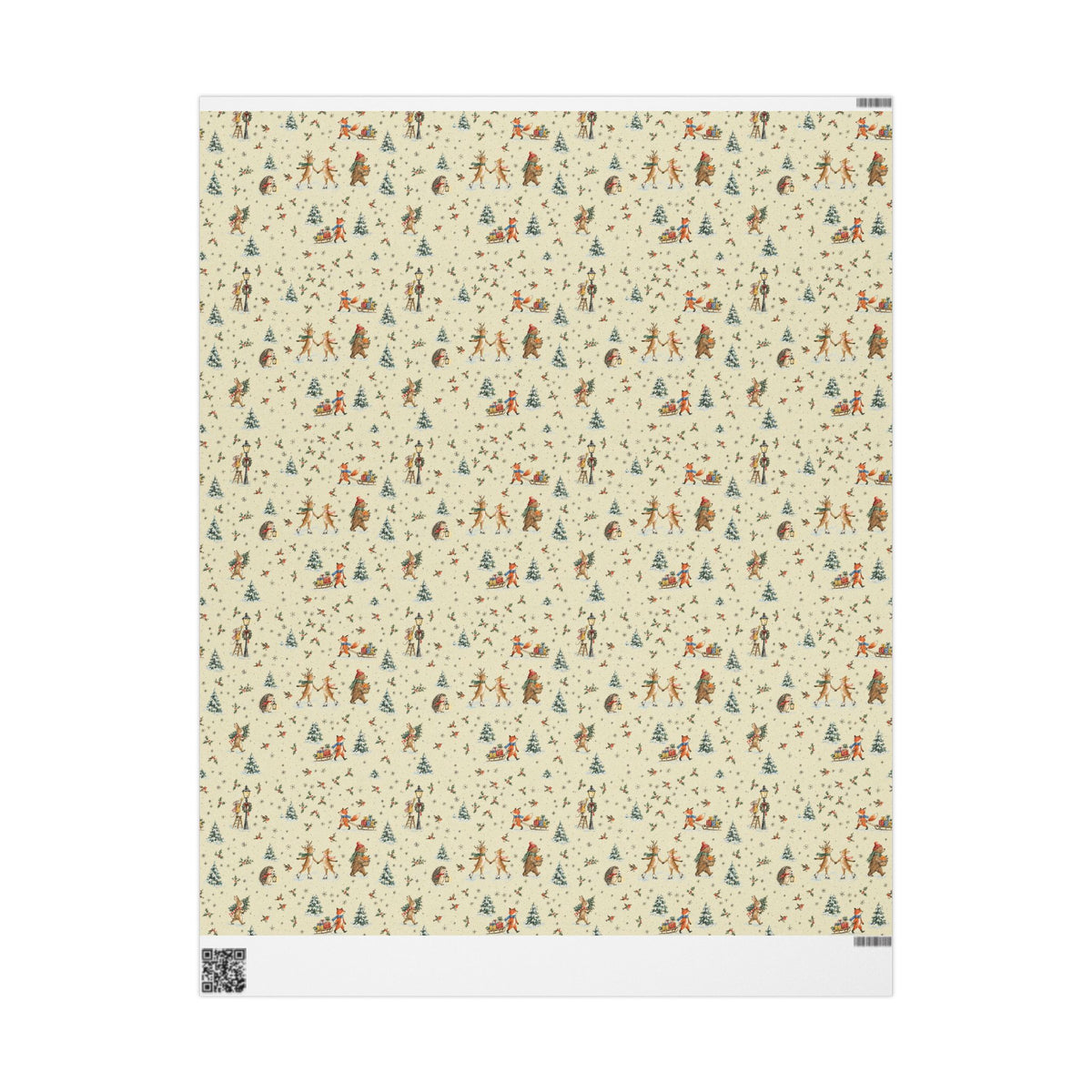 Woodland Village Christmas Wrapping Paper | Vintage Storybook Gift Wrap