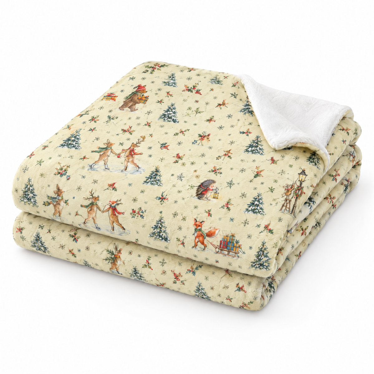 Woodland Village Christmas Blanket | Velveteen Plush Throw