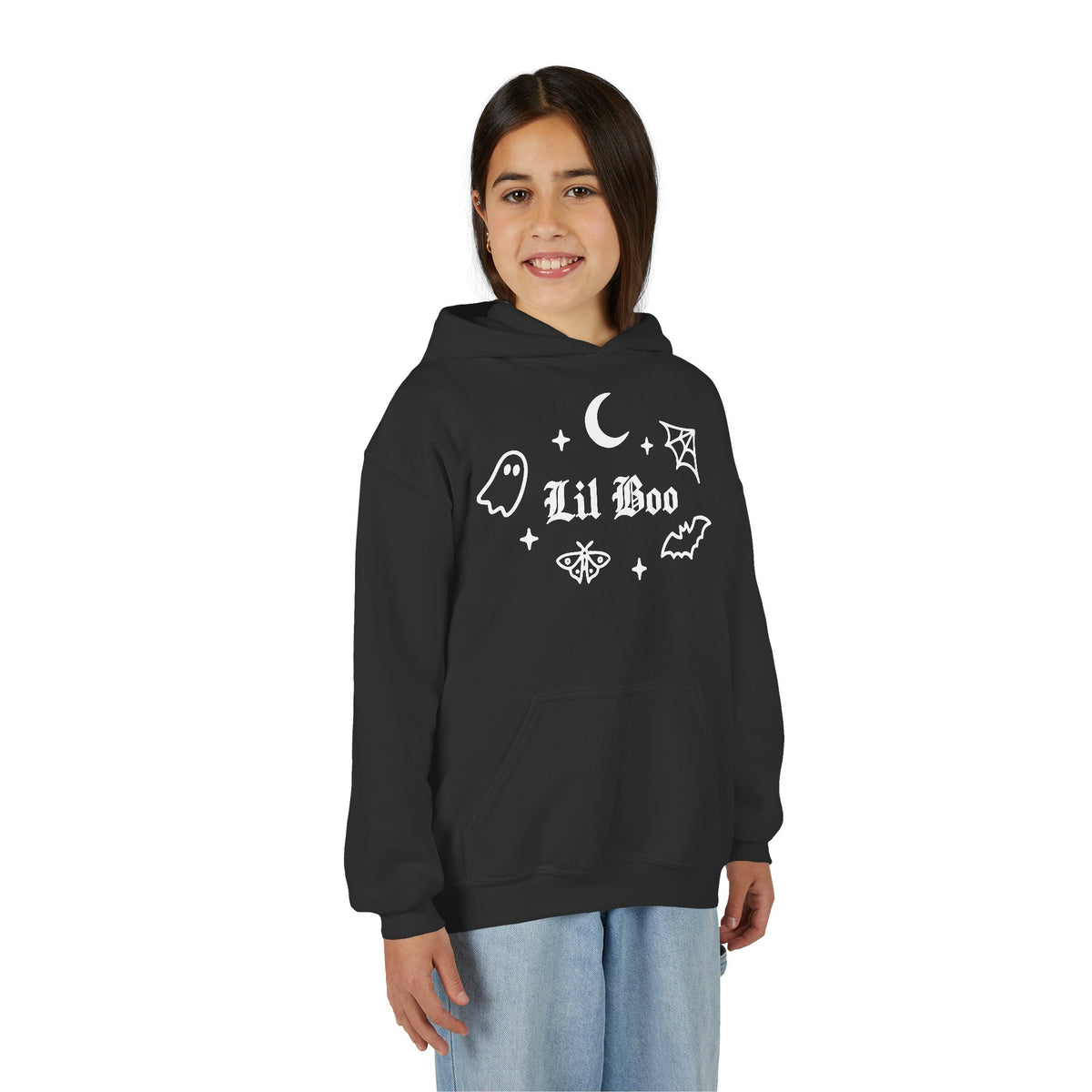 Lil Boo gothic Halloween youth hoodie for kids