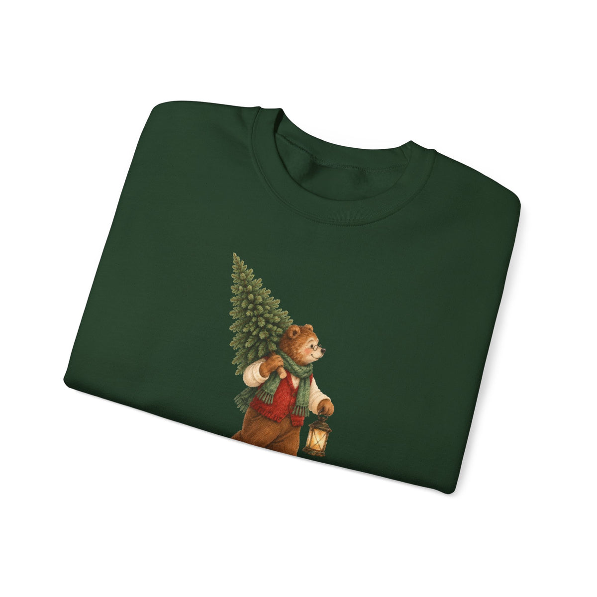 Folded Forest Green Grandpa Bear sweatshirt
