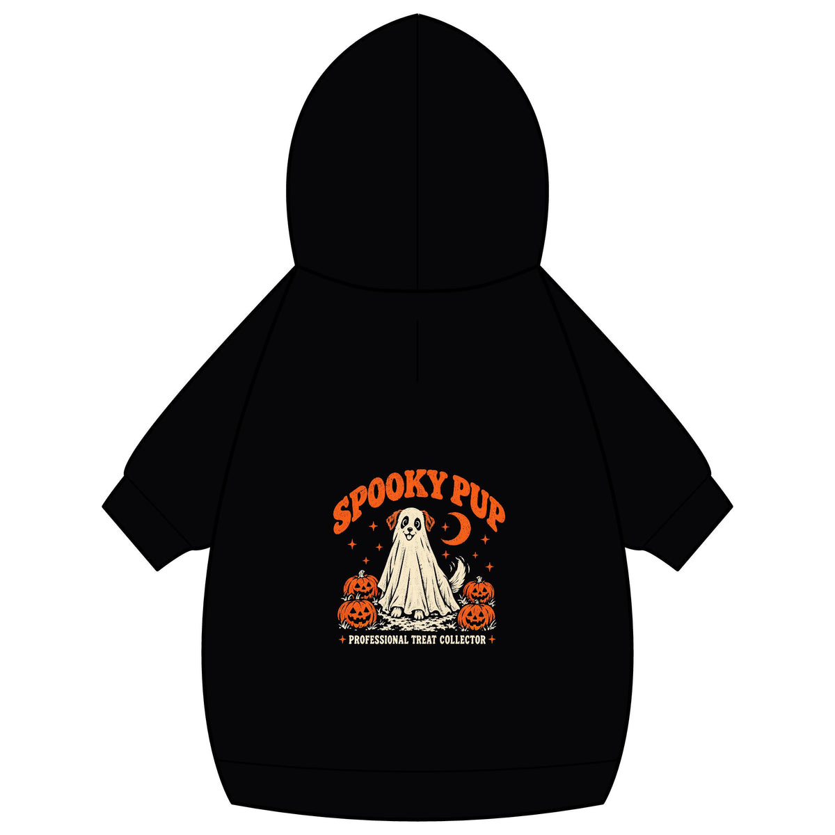 Spooky Pup ghost Halloween dog hoodie in black