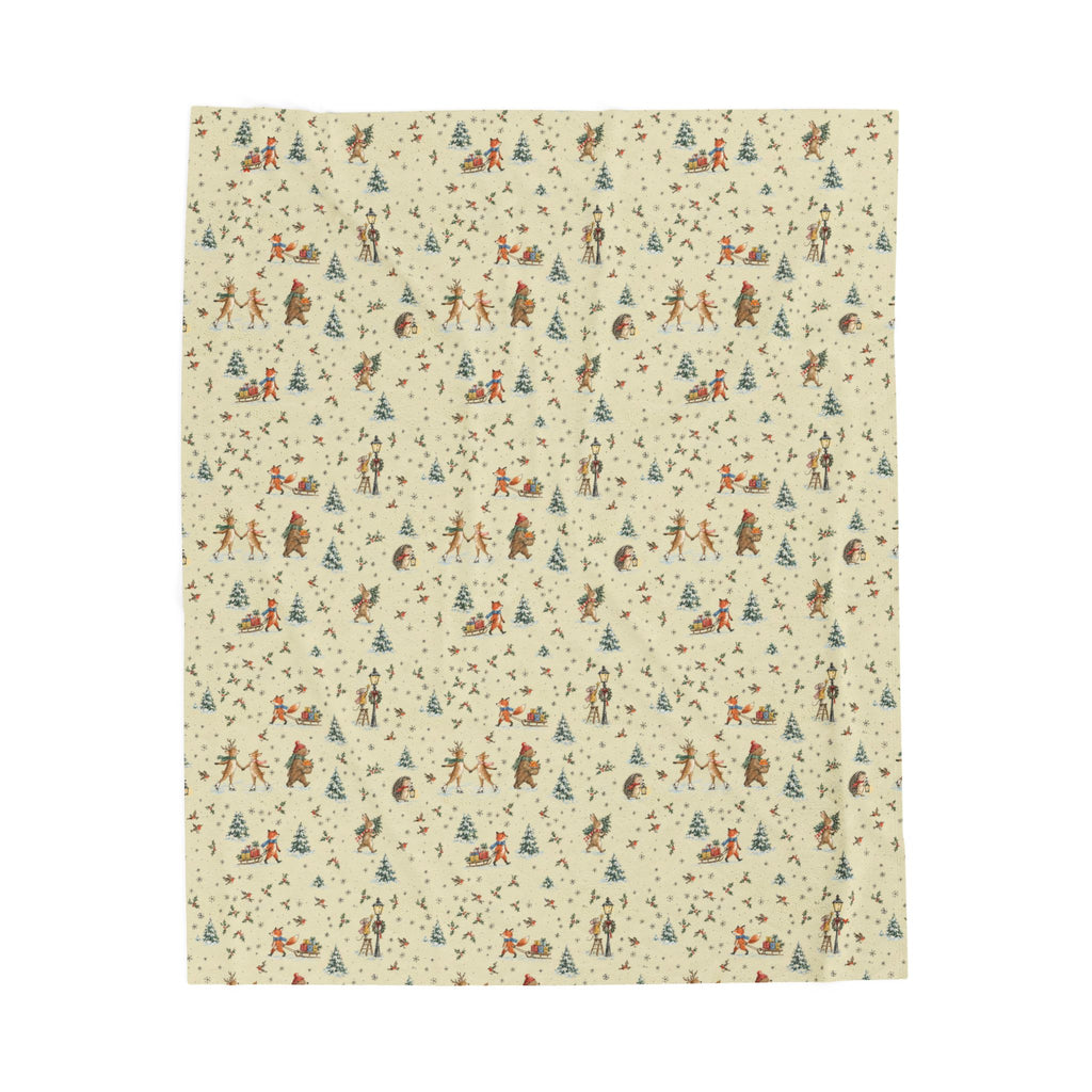 Woodland Village Christmas Blanket | Velveteen Plush Throw