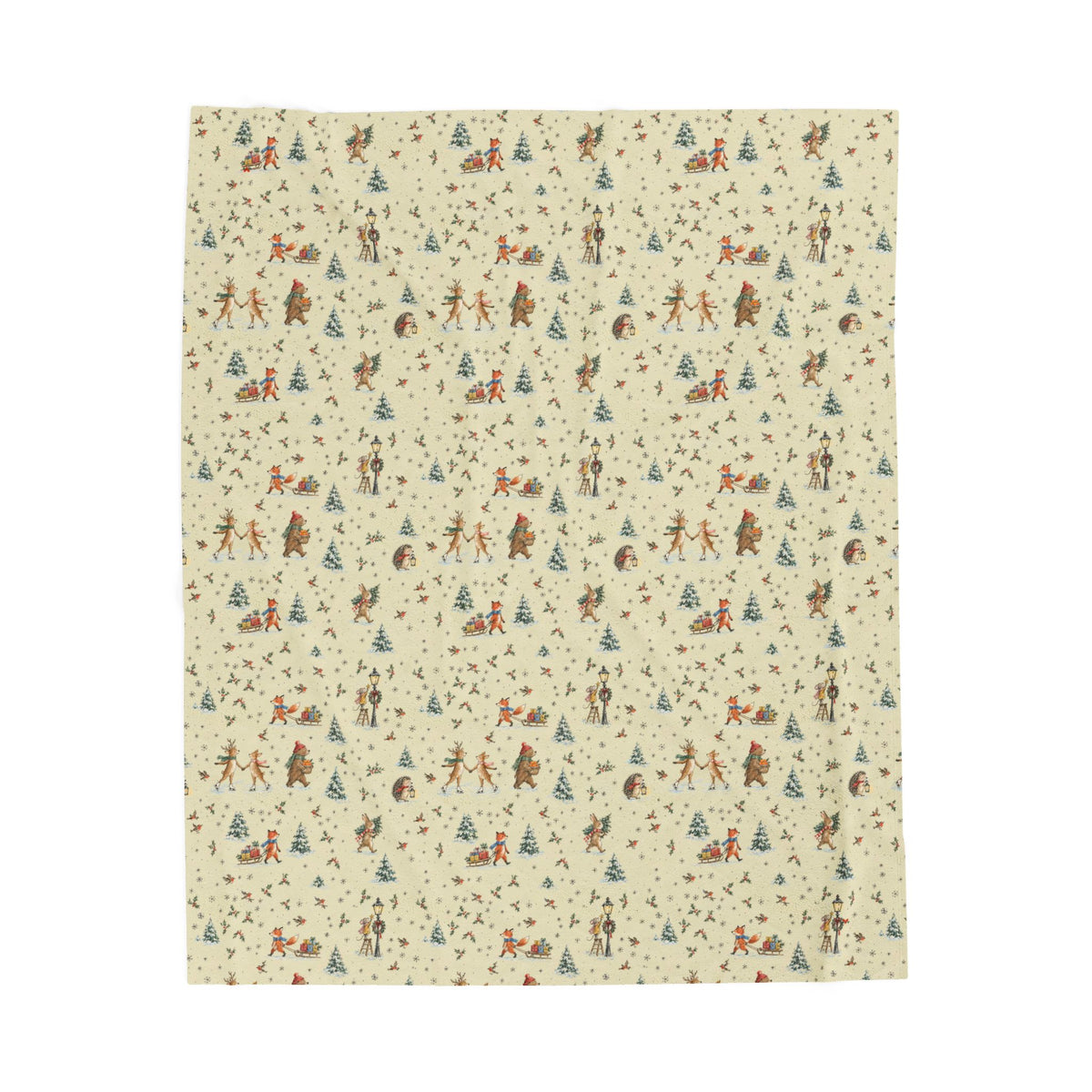 Woodland Village Christmas Blanket | Velveteen Plush Throw