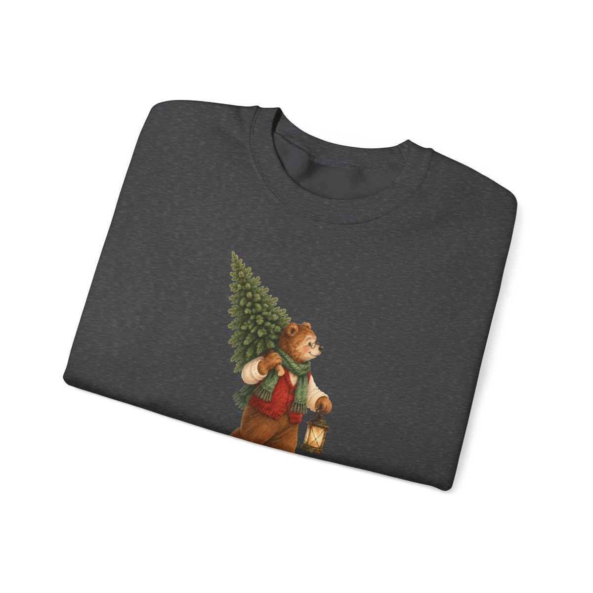 Folded Dark Heather Grandpa Bear sweatshirt