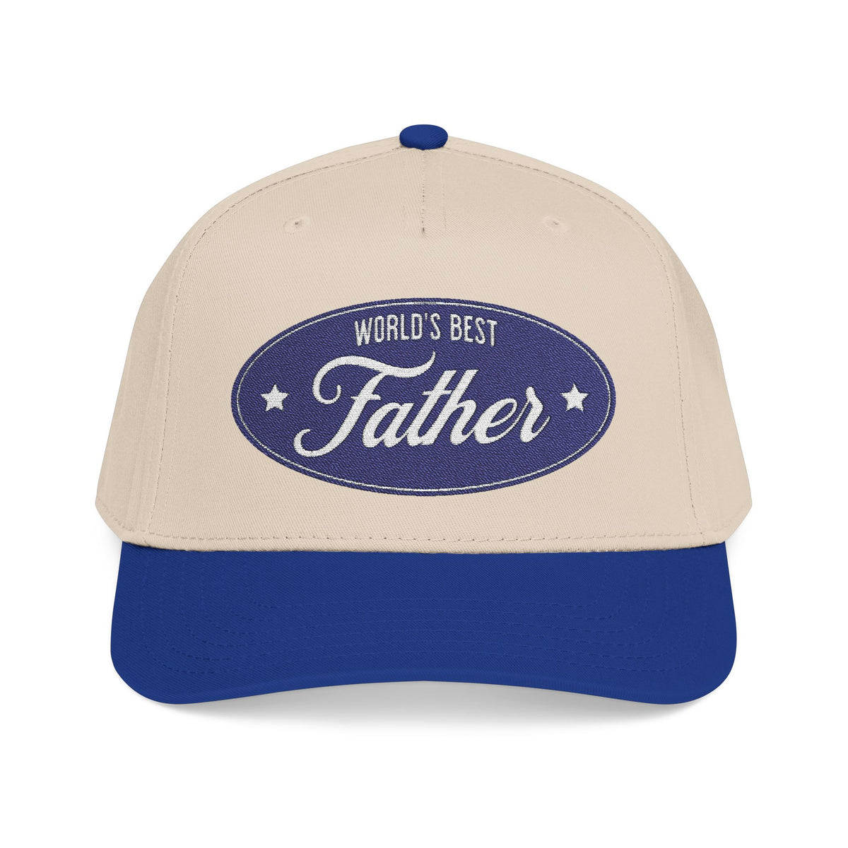 World's Best Father retro cap in royal and natural