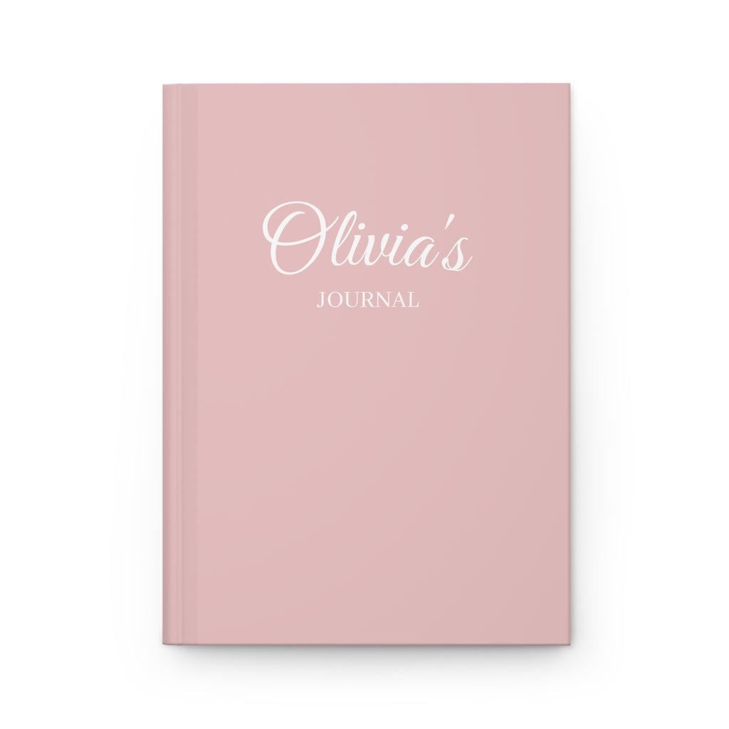 Personalized name journal, blush pink hardcover with a name in script on the front