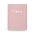 Personalized name journal, blush pink hardcover with a name in script on the front