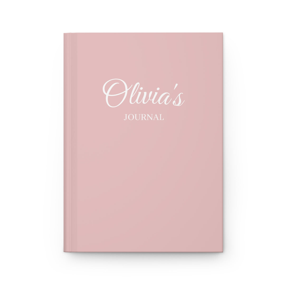 Personalized name journal, blush pink hardcover with a name in script on the front
