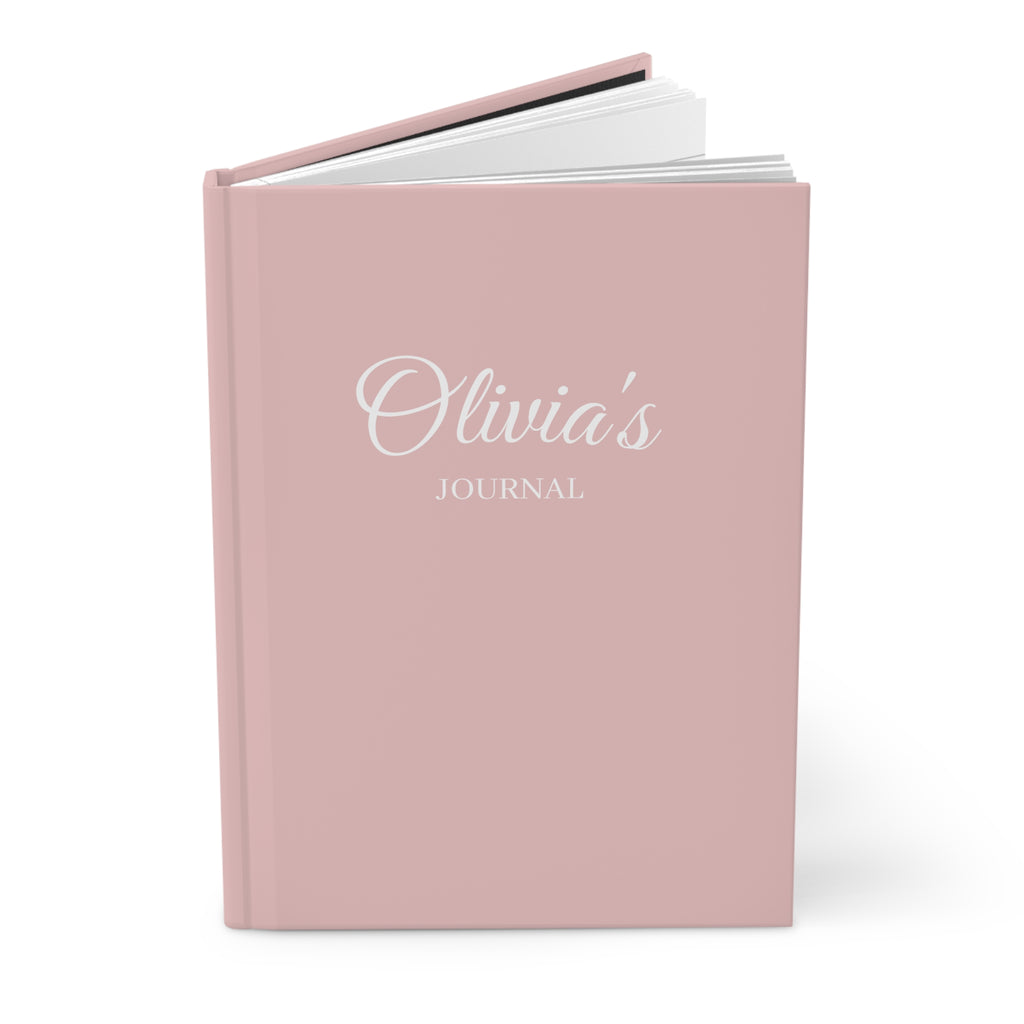 Personalized name journal, blush pink hardcover notebook