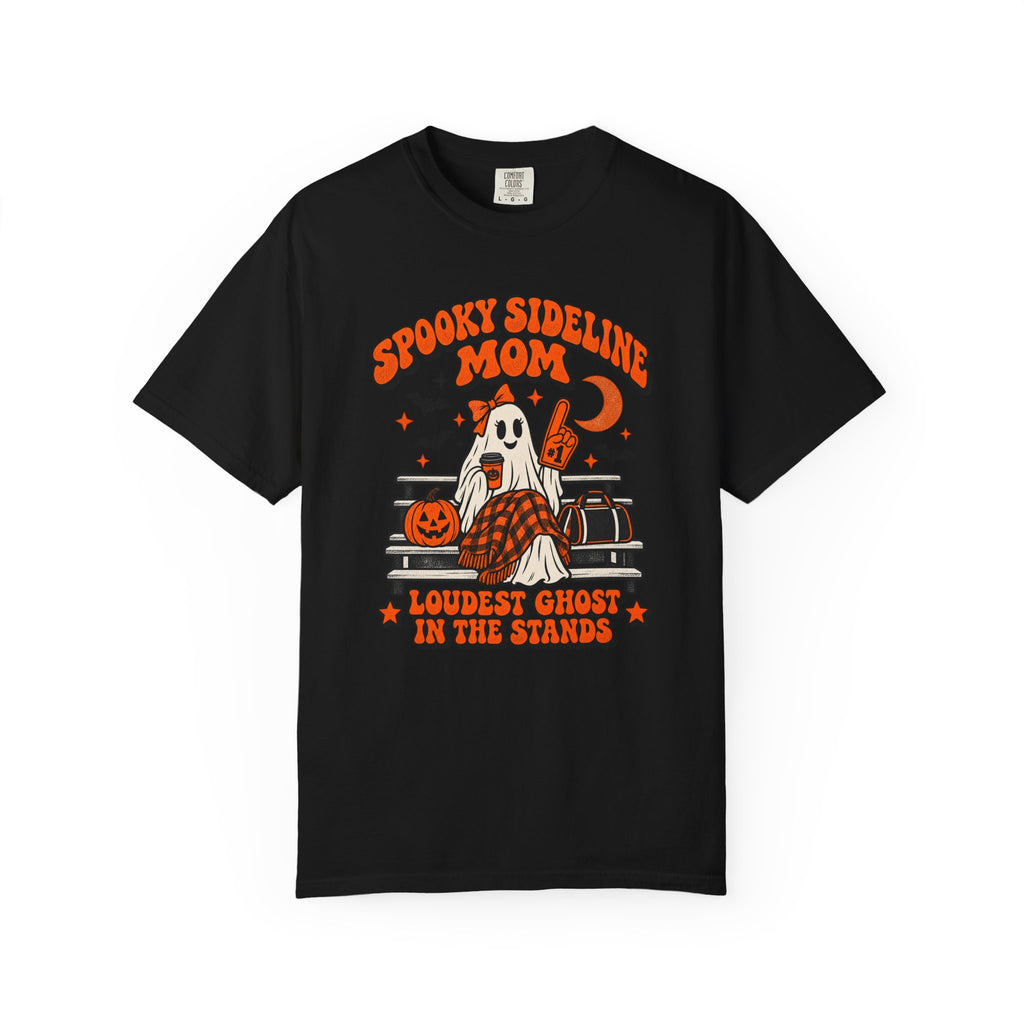 Spooky Sideline Mom Halloween tee in black