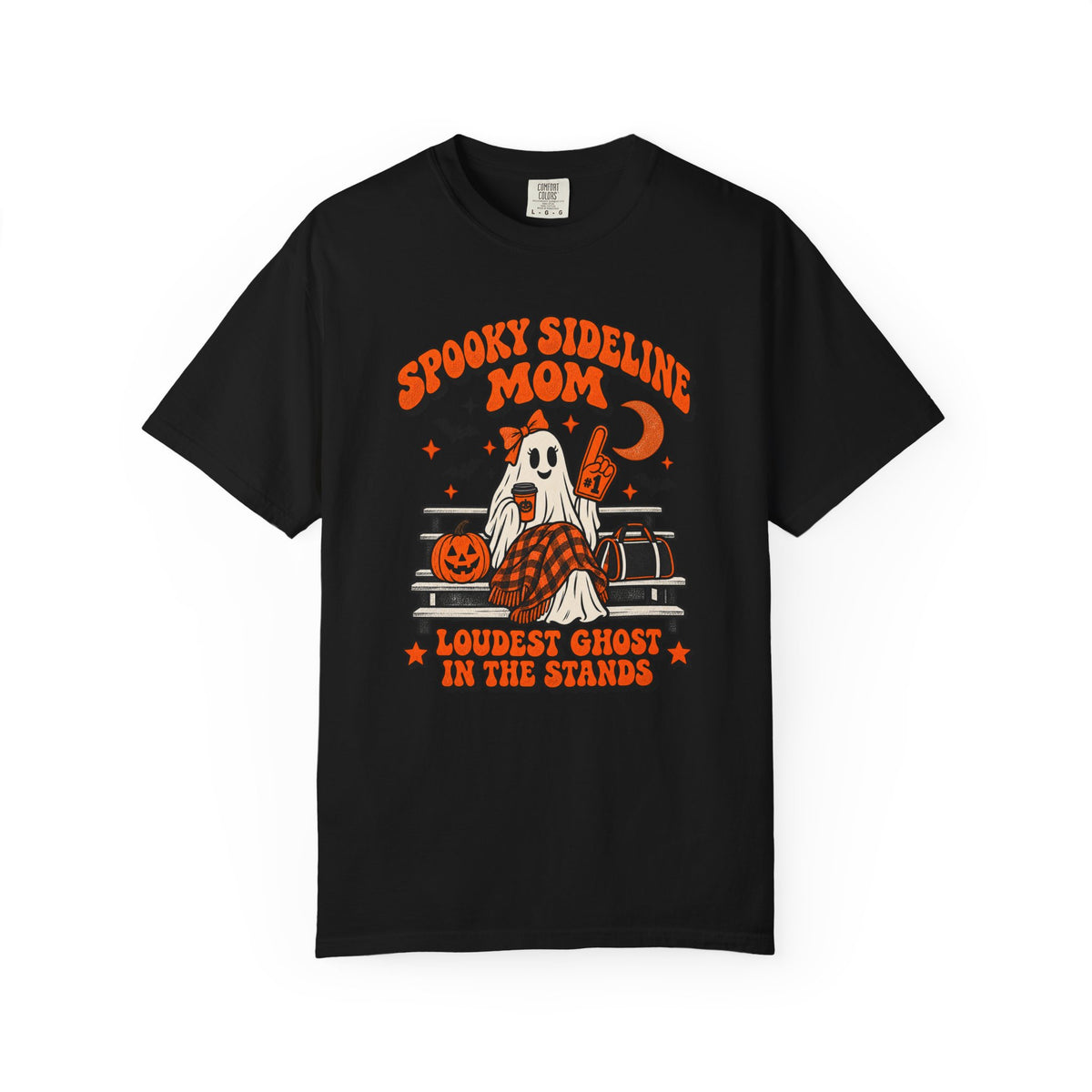 Spooky Sideline Mom Halloween tee in black