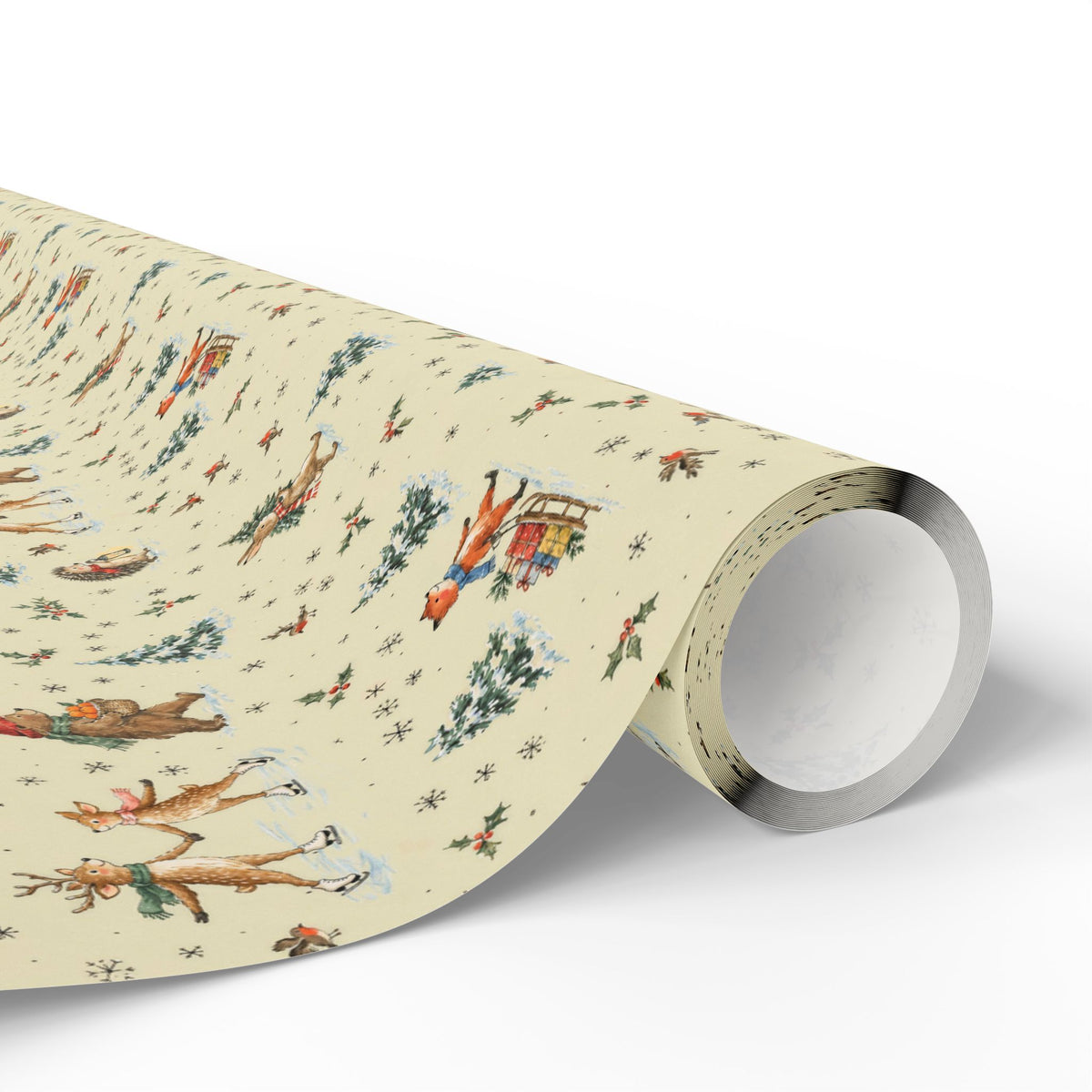 Woodland Village Christmas Wrapping Paper | Vintage Storybook Gift Wrap