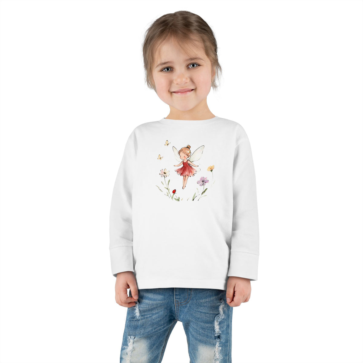 Watercolor fairy toddler long sleeve tee