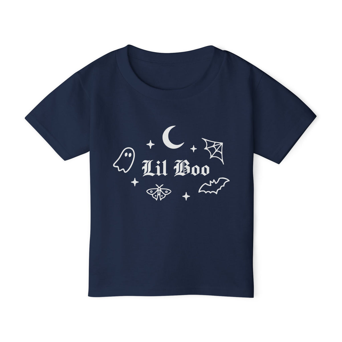 Lil Boo gothic Halloween toddler tee in navy