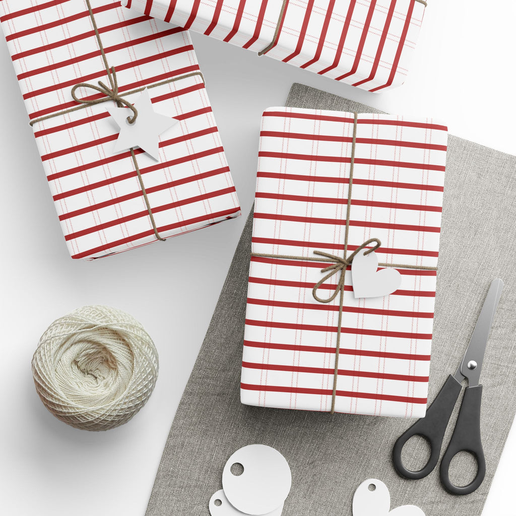 Peppermint Ticking Stripe Wrapping Paper | Red & White Christmas Gift Wrap