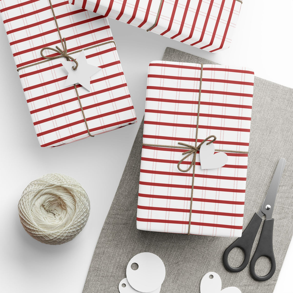 Peppermint Ticking Stripe Wrapping Paper | Red & White Christmas Gift Wrap