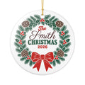 Personalized Family Christmas Ornament 2026 | Custom Last Name Wreath