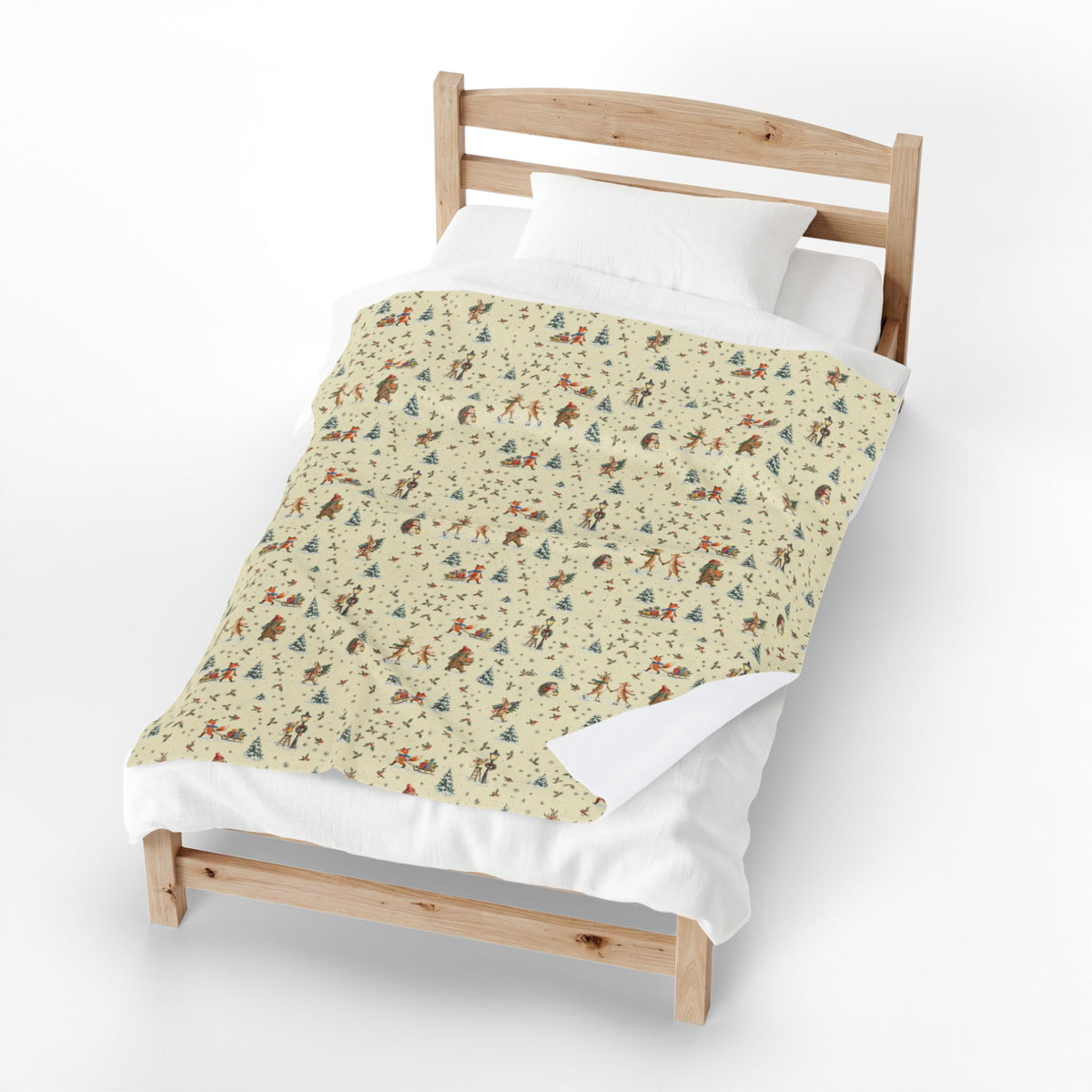 Woodland Village Christmas Blanket | Velveteen Plush Throw