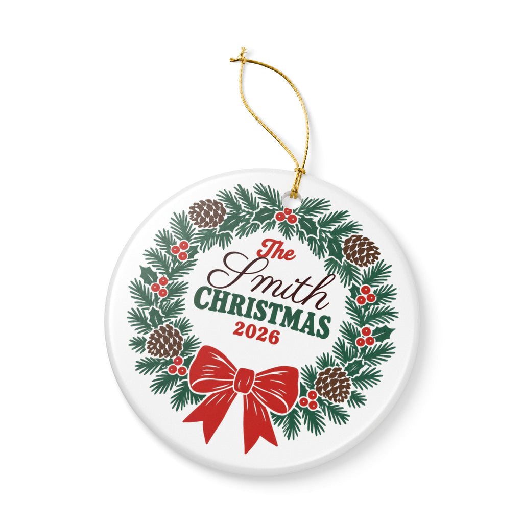 Personalized Family Christmas Ornament 2026 | Custom Last Name Wreath