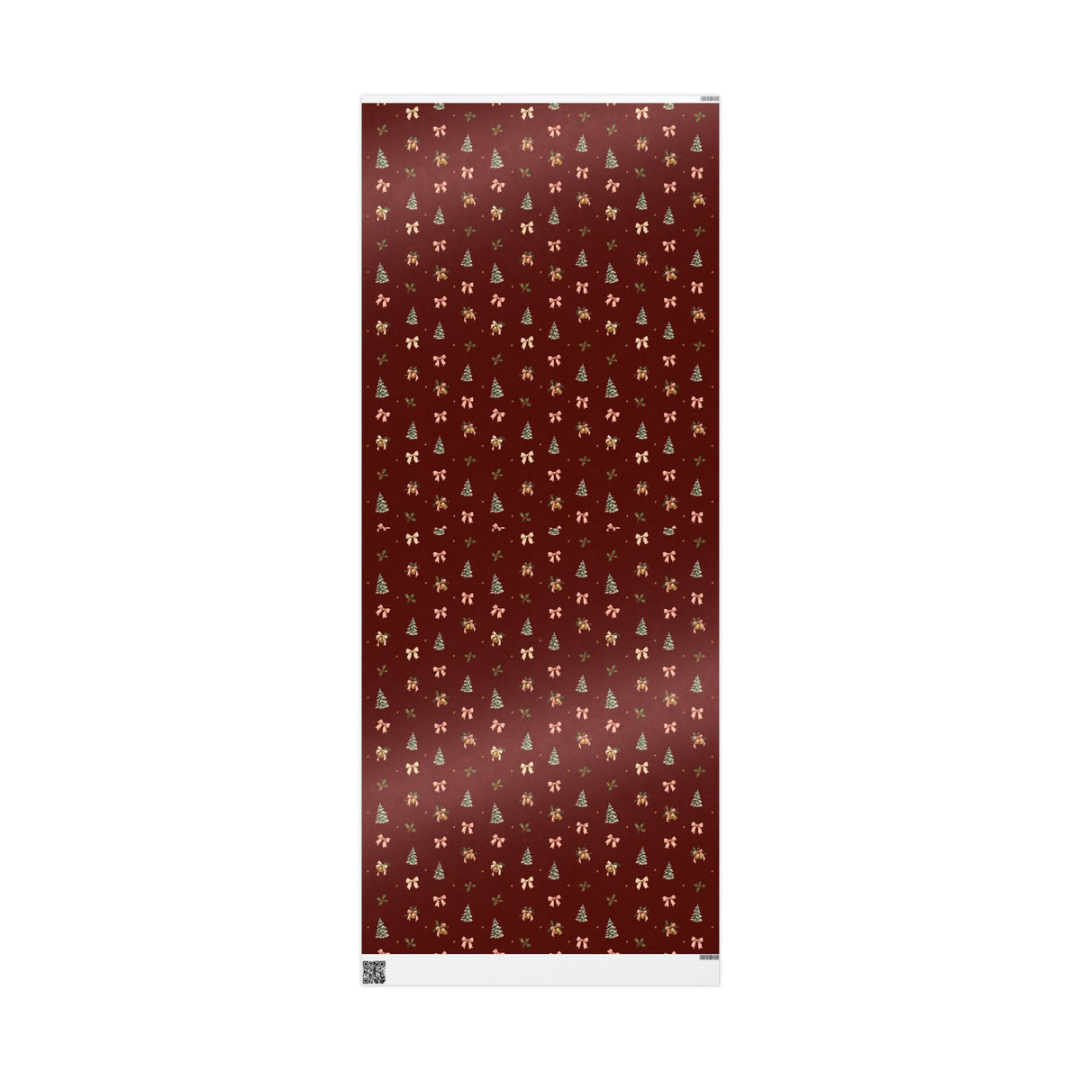 Bells & Bows Christmas Wrapping Paper | Deep Red Vintage Gift Wrap