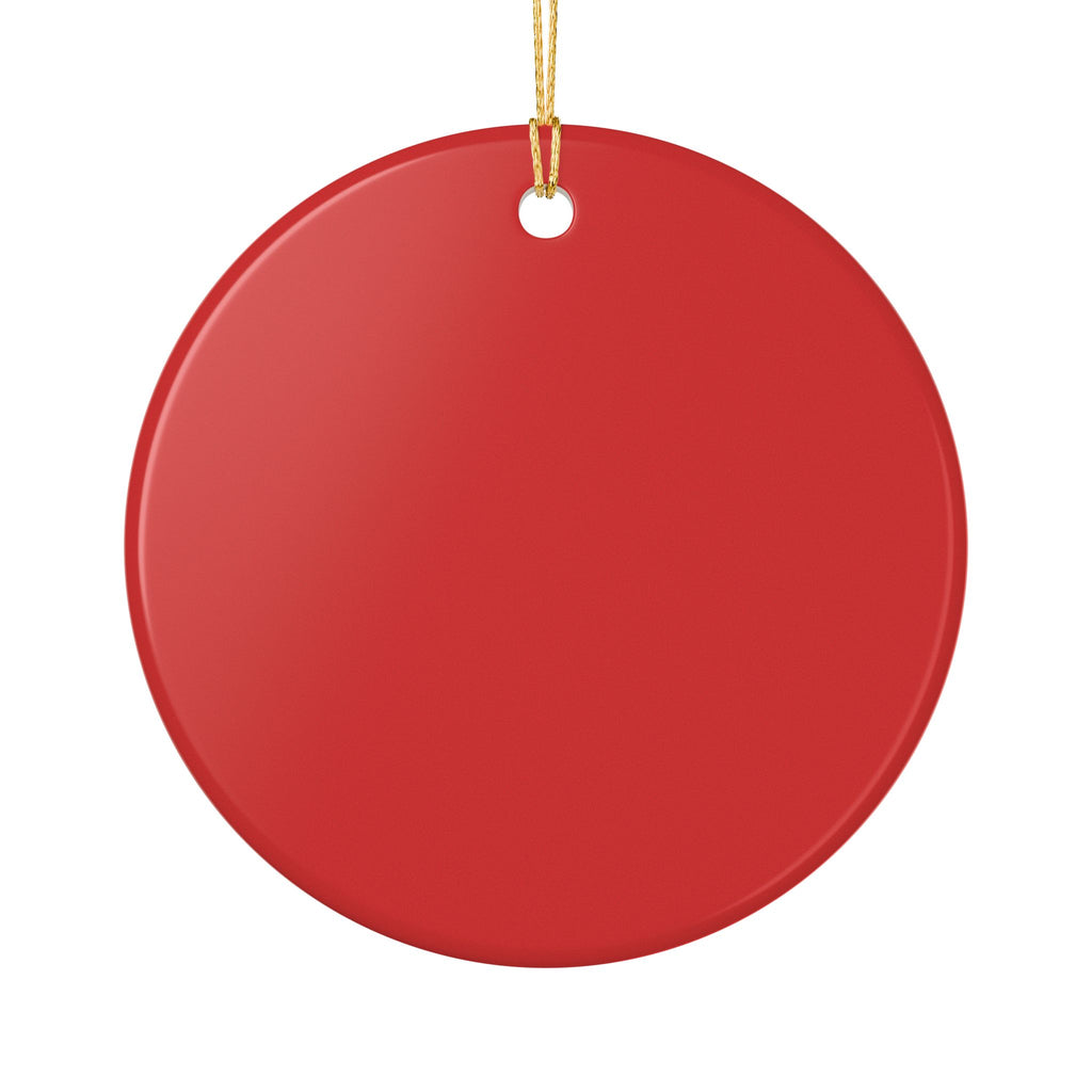 Red back of the Baby's First Christmas ornament