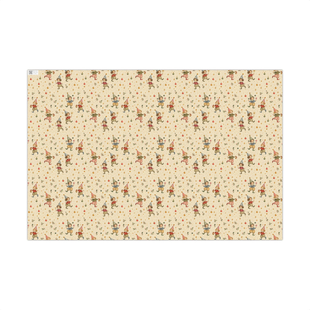 Party Elves Christmas Wrapping Paper | Whimsical Vintage Gift Wrap