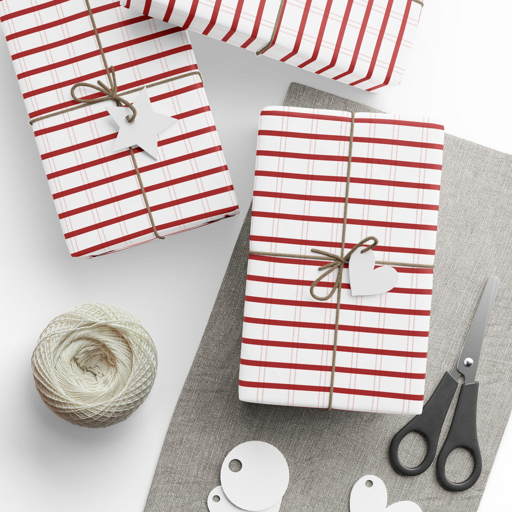 Peppermint Ticking Stripe Wrapping Paper | Red & White Christmas Gift Wrap