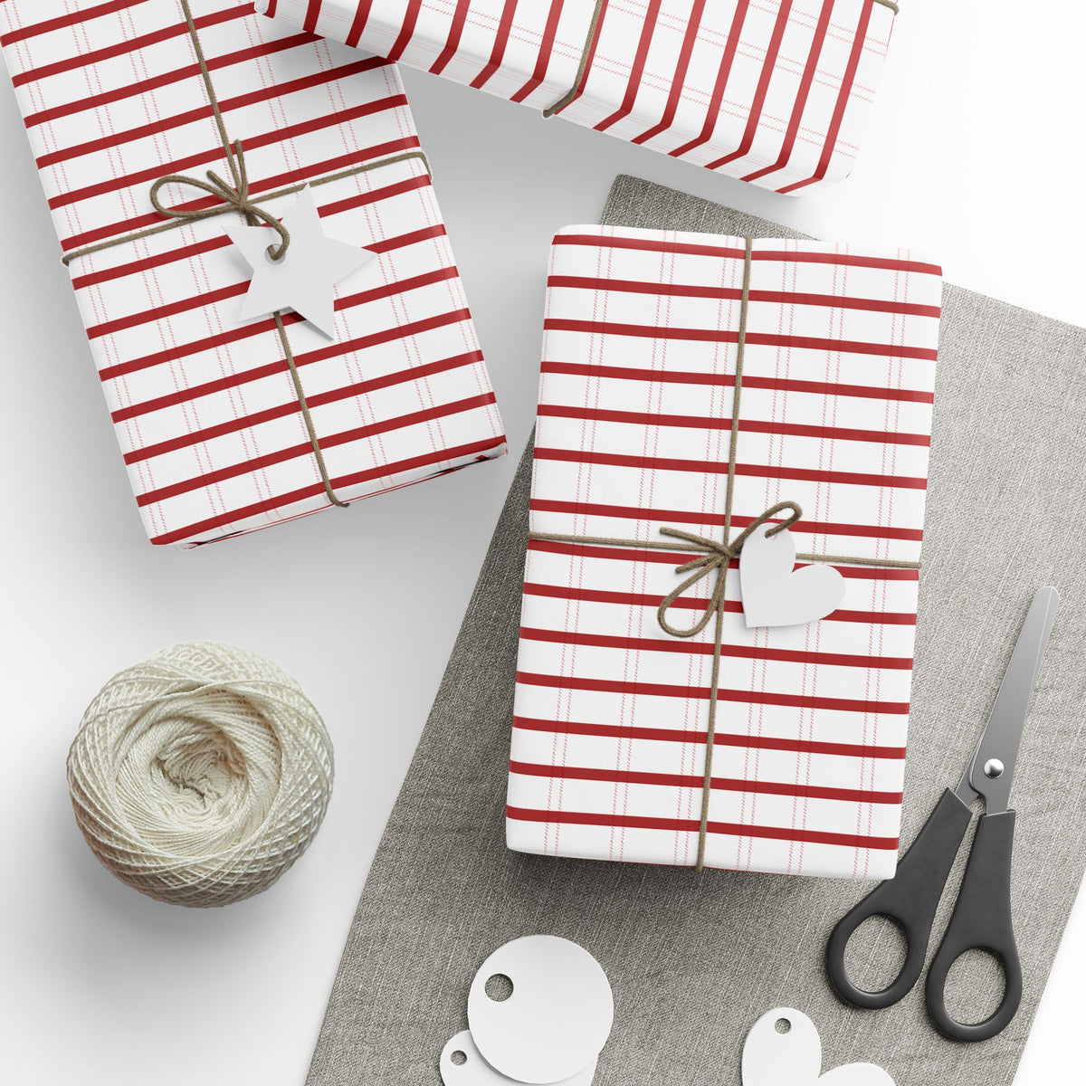 Peppermint Ticking Stripe Wrapping Paper | Red & White Christmas Gift Wrap