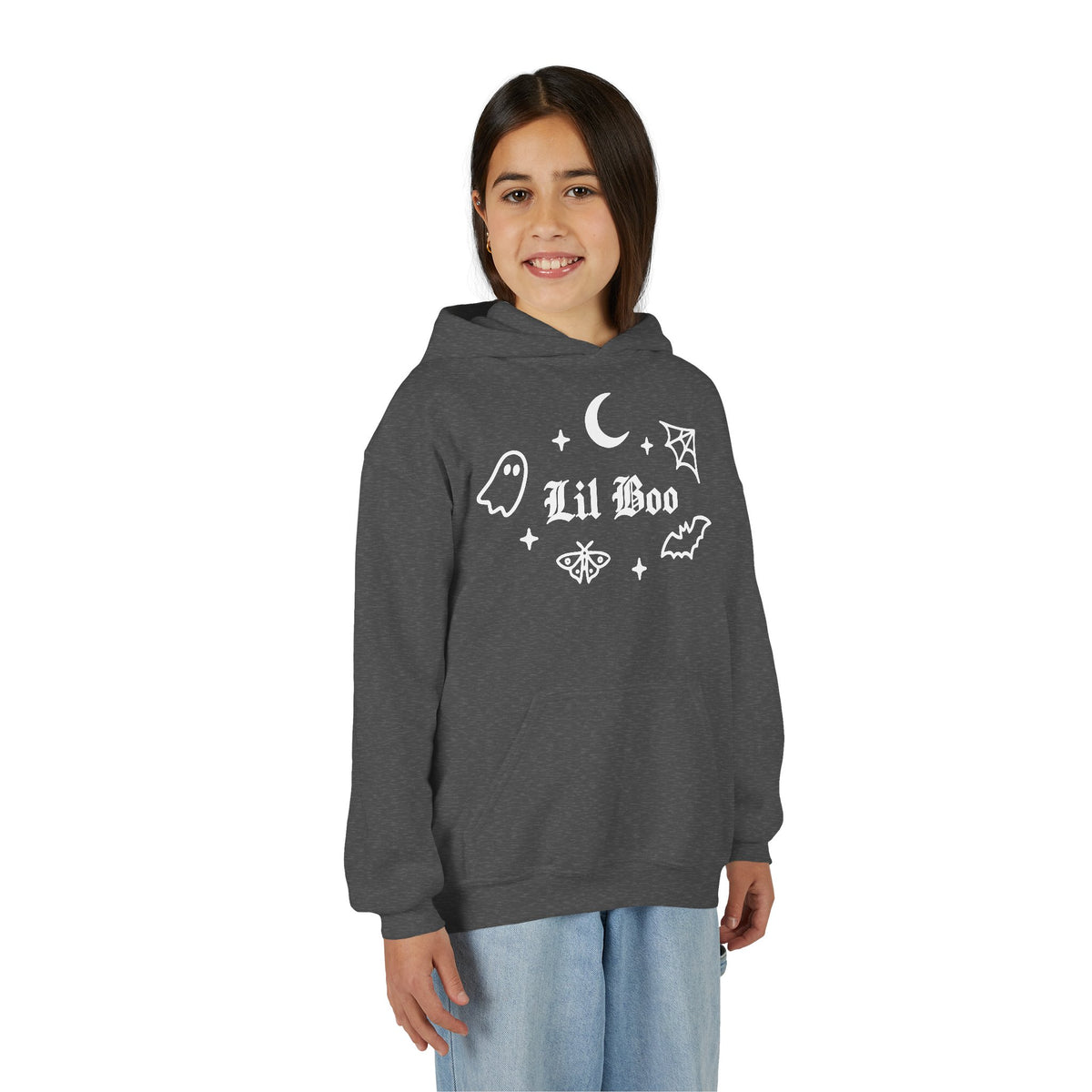 Lil Boo gothic Halloween youth hoodie for kids