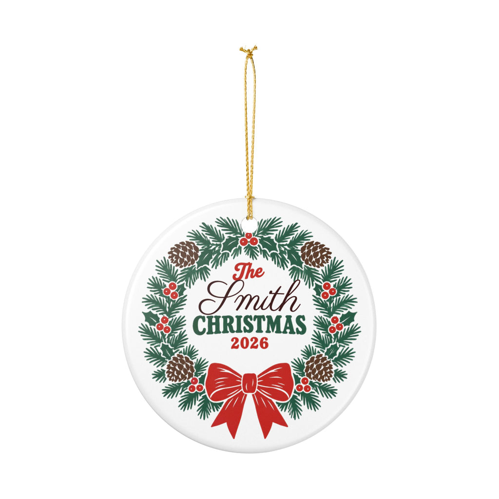 Personalized Family Christmas Ornament 2026 | Custom Last Name Wreath