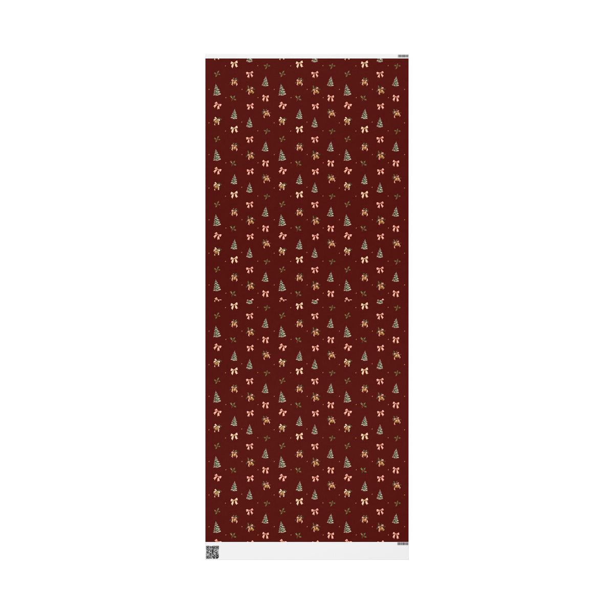 Bells & Bows Christmas Wrapping Paper | Deep Red Vintage Gift Wrap